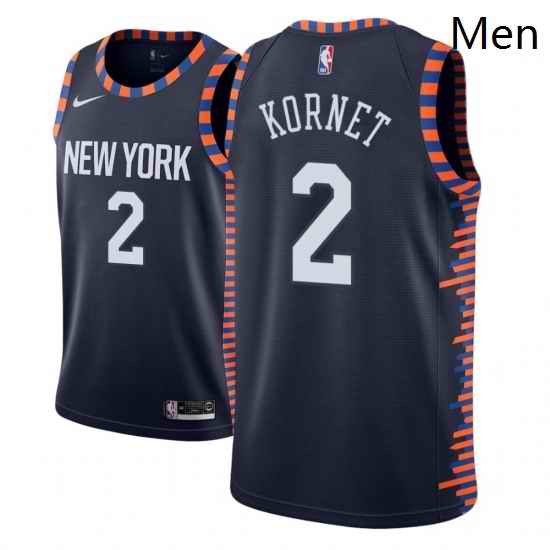 Men NBA 2018 19 New York Knicks 2 Luke Kornet City Edition Navy Jersey